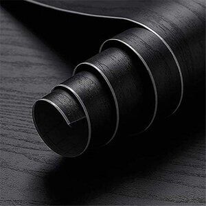 Black Wood Contact Paper - 23.6 x 196 Inches - Self-Adhesive, Removable